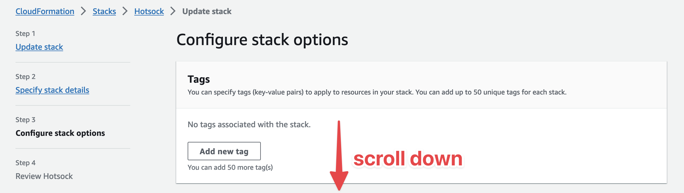 Step 3 - Configure Stack Options - Scroll down