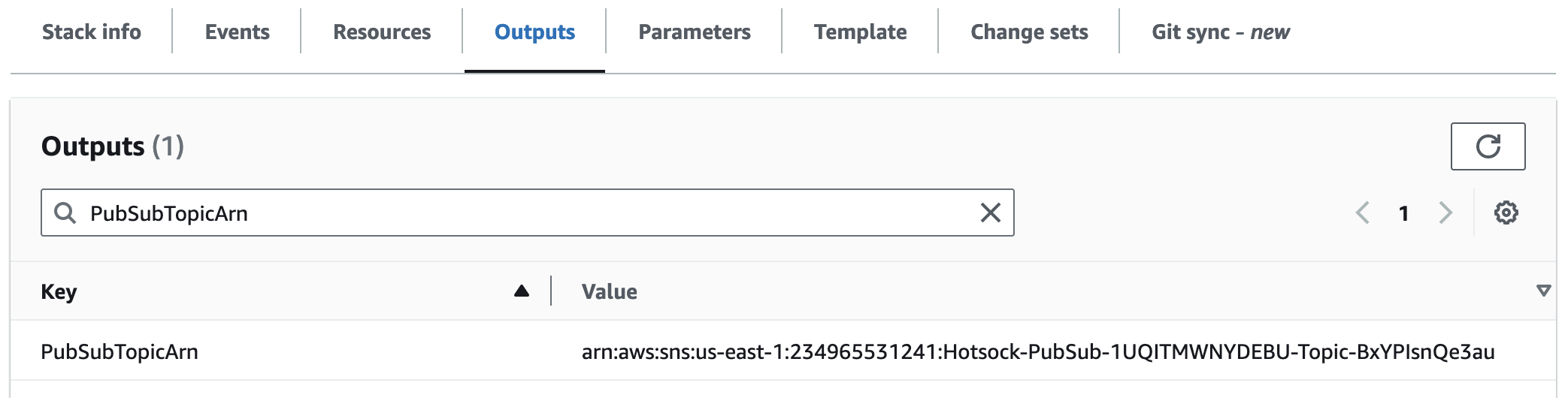 PubSubTopicArn example output