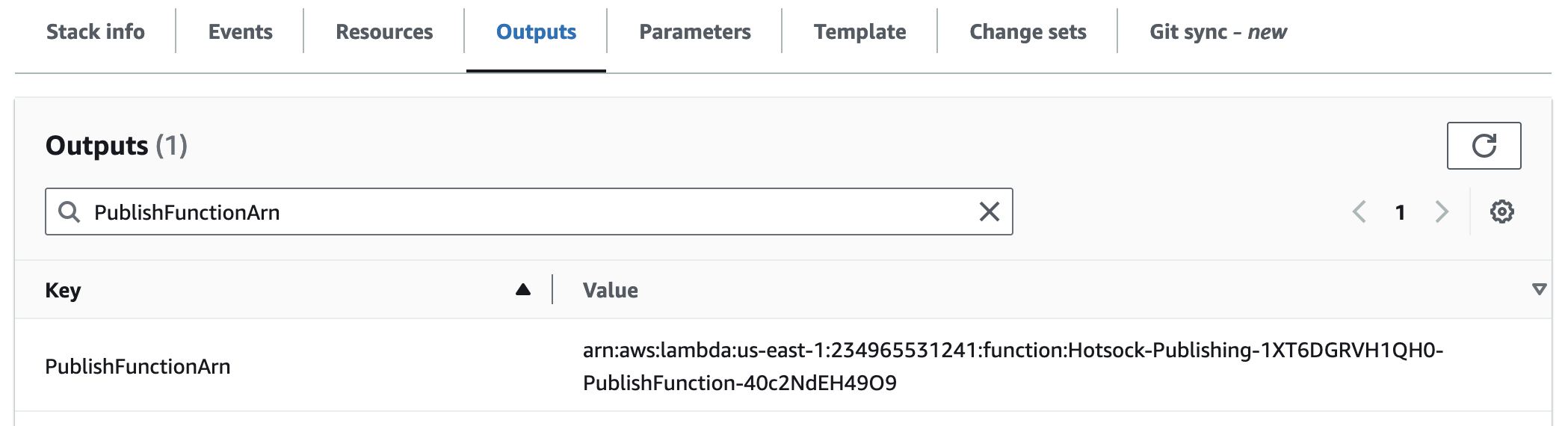 PublishFunctionArn example output