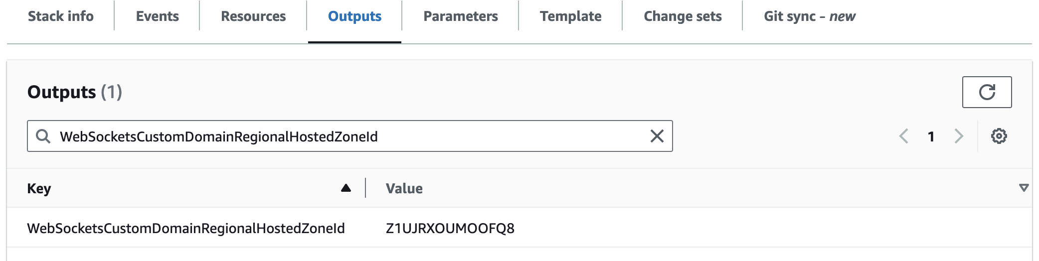 WebSocketsCustomDomainRegionalHostedZoneId example output