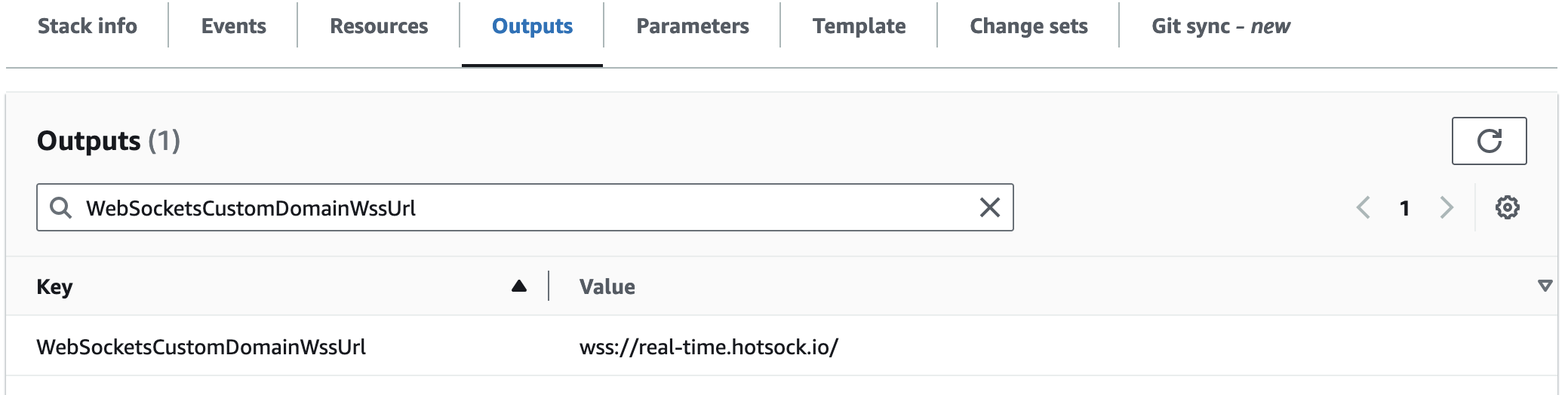 WebSocketsCustomDomainWssUrl example output